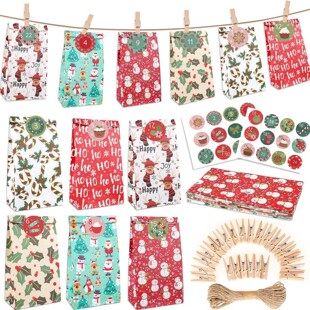 2025 foreign trade new Christmas countdown blind box gift bag arrival surprise diy suit with stickers wooden clip