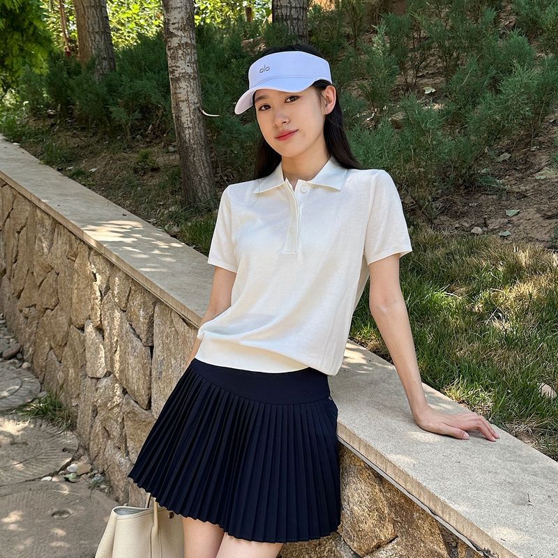MIUスタイルを着て！リヨセルテンセル通気性トップラペル右肩ポロカラーセーター半袖 Tシャツ女性の夏|undefined