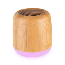 Bamboo speaker竹木圆形蓝牙音箱无线便携式竹木小音箱LED七彩灯