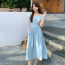 秀熙熙十三行2025夏新款气质荷叶边度假风高腰显瘦连衣裙子88263