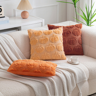 Solid Color Simple Embroidered Hair Pillow Home Pillow Office Waist Cushion Cover Ins Style Elbow Pumpkin Pillow