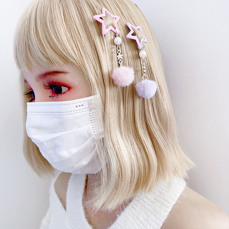 1 Piece Quantity IG Style Cute Women's Pentagram Alloy Plush Charm Hair Clips
