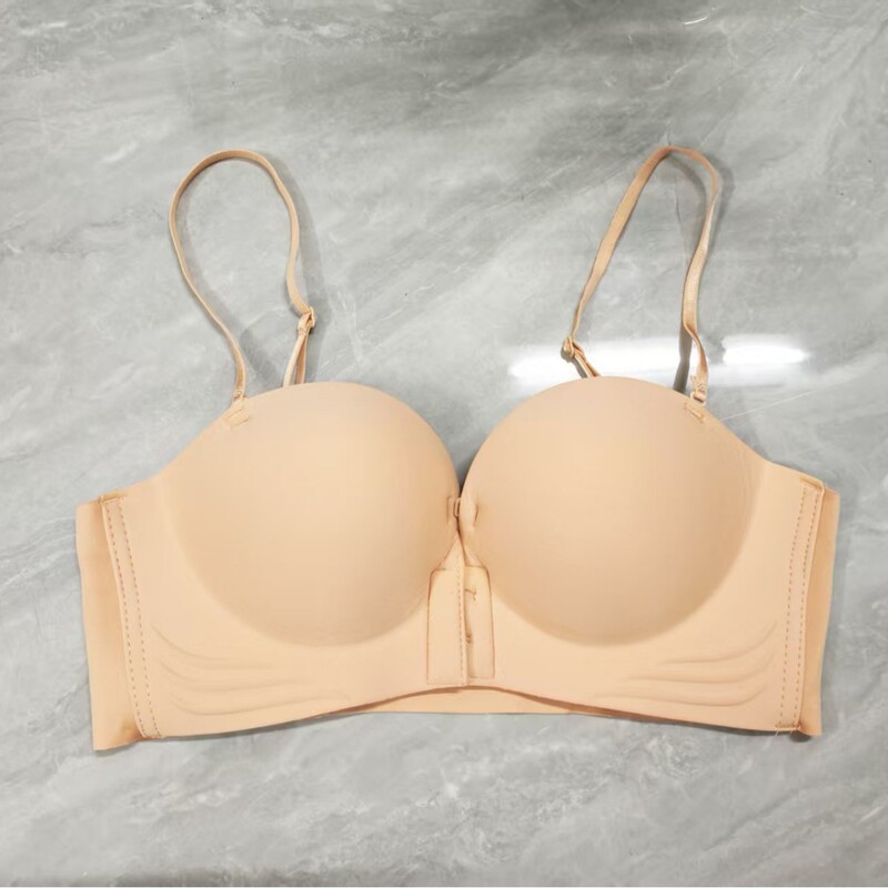 女性用の新しいフロントボタン下着、小さな胸を押し上げて大きく見せ、副胸を縮小し、たるみを防ぎ、シームレスなブラジャー、秋冬の厚みのあるスタイル|undefined