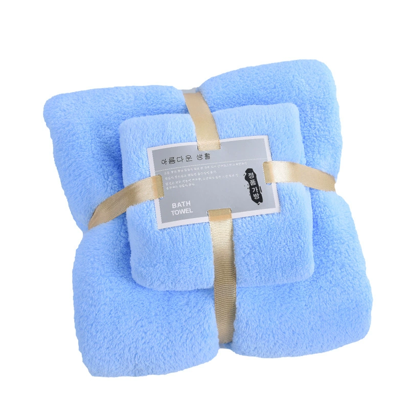 High-end coral soft bath towel, set, increased thickness, water absorbent, wholesale