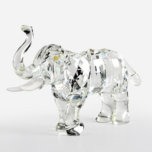 高档水晶大象摆件定制透明高亮刻面大型玻璃仿真动物模型订做厂家