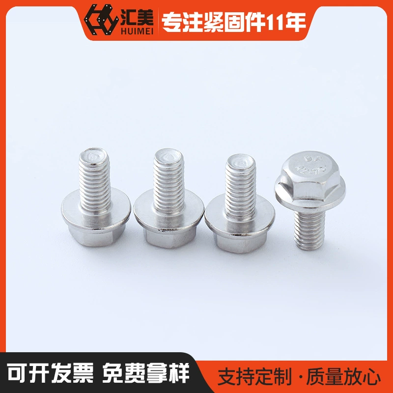 Завод в наличии Фланцевый винт 304 Нержавеющая сталь Обработанный фланцевый болт Фланцевый винт Винт с шестигранной головкой