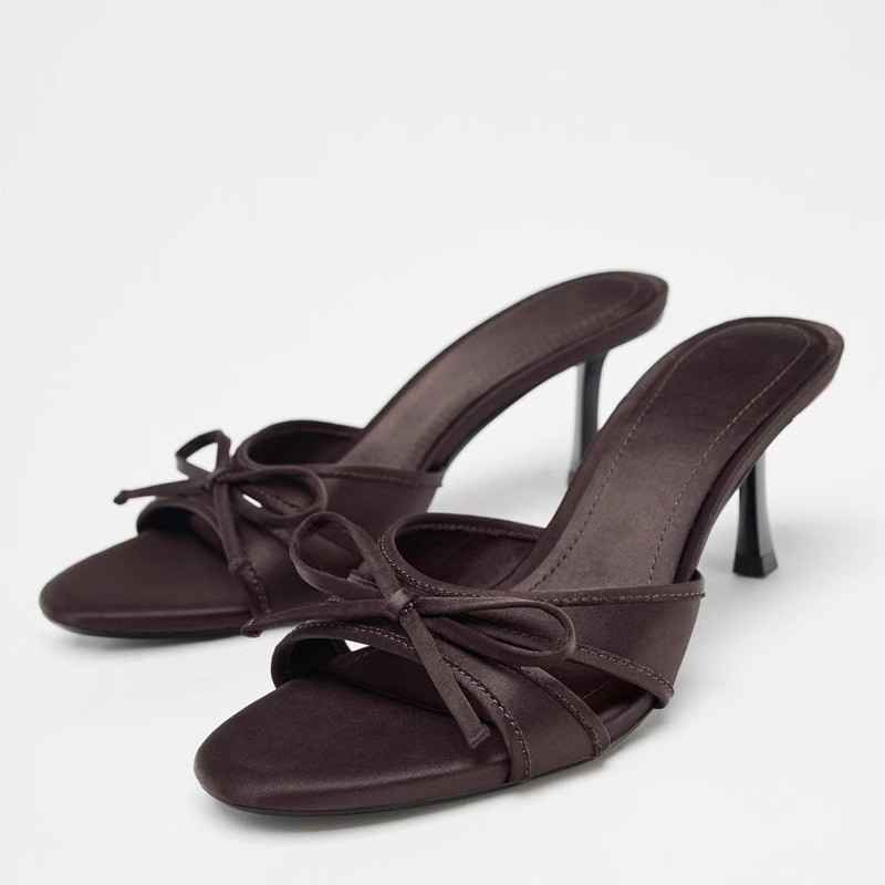 2025 Summer New Breathable Open-Toe Sandals Versatile Simple Bowknot Stiletto High-Heel Mules For Women_vogvips.com