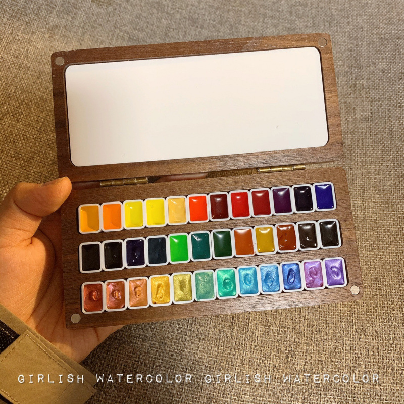 Wooden box, 24 colors, 12 colors, 0.5 ml