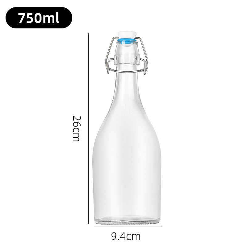 Botella de bebida de vino de fruta transparente botella de enzima de sellado botella de leche botella de jugo botella de aceite doméstica botella de vidrio de sellado de presión