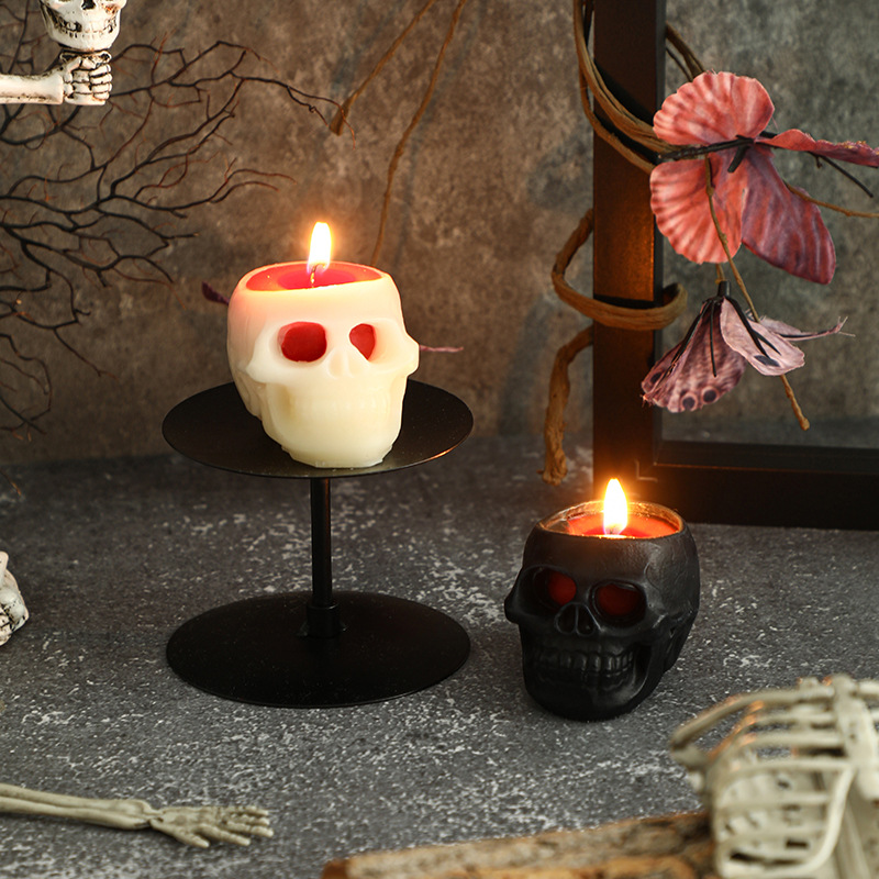 万圣节灯新款复古血泪骷髅头造型蜡烛恐怖氛围感装饰道具