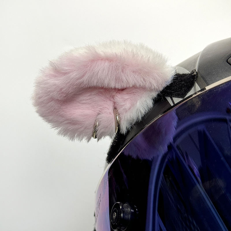 Cute Plush Rabbit Ear Helmet Decoration Motorcycle Ski Helmet Accessories