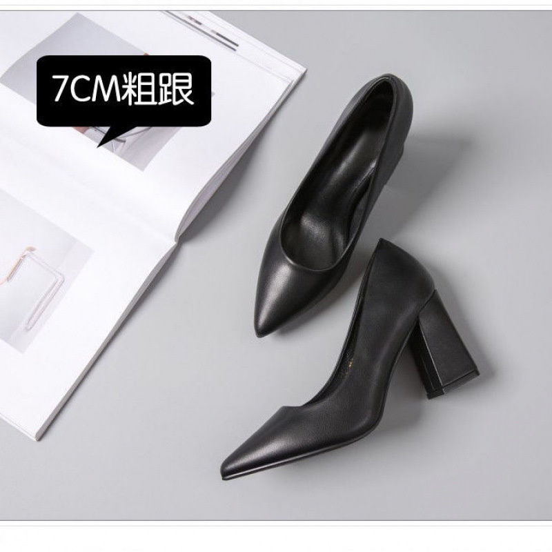 鞋子女2025新款高跟鞋细跟春秋季百搭皮鞋工作鞋久站不累真皮单鞋|undefined