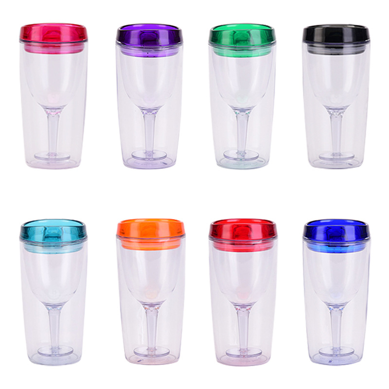 Direct Double-layer Plastic Wine Glass Fruit Cup10oz E-commerce Direct Men And Women Water Cup Handy Cup