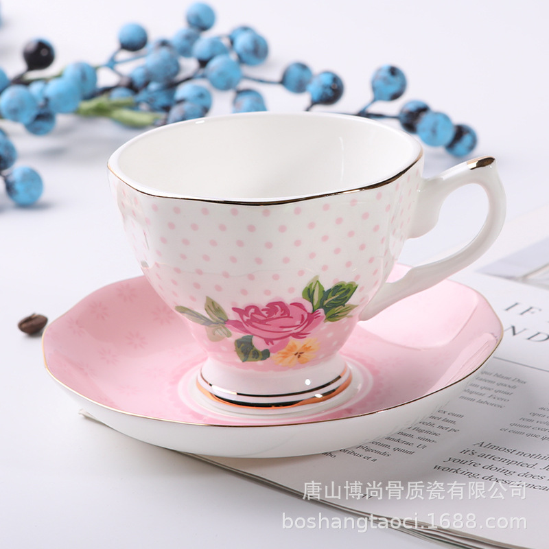 Tangshan hueso porcelana taza de café y plato puede ser impreso regalo recuerdo