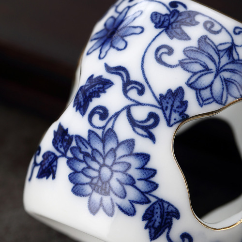 Purple clay teapot lid bowl lid accessories white porcelain blue and white gold lid set ceramic pot lid holder Kung Fu tea ceremony spare parts