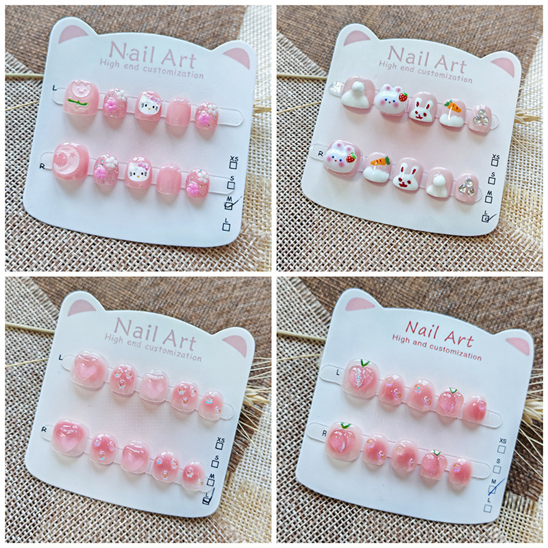 Children's Wearable Nail Art Pieces, Cute and Removable Without Damaging Nails, Cartoon Wearable Nail Pieces for Ages 3-12, Purely Handmade