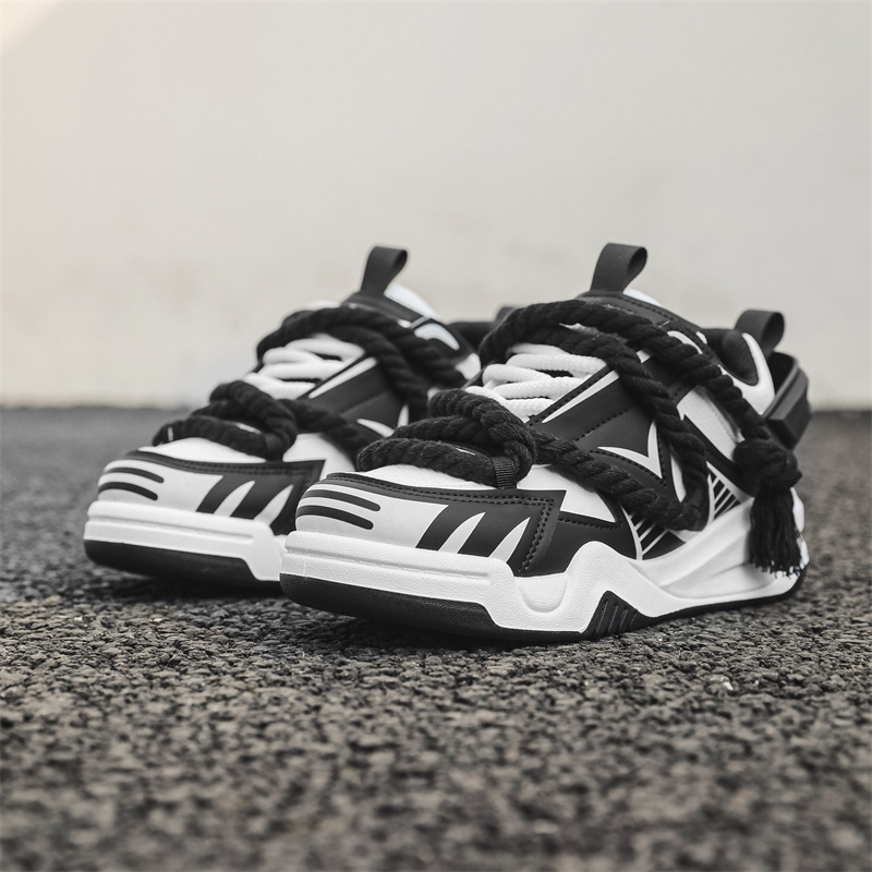 Novos sapatos esportivos masculinos de outono de 2024, sola grossa e antiderrapante, versão coreana, moda moderna, design de nicho, sapatos de pão_voghion.com