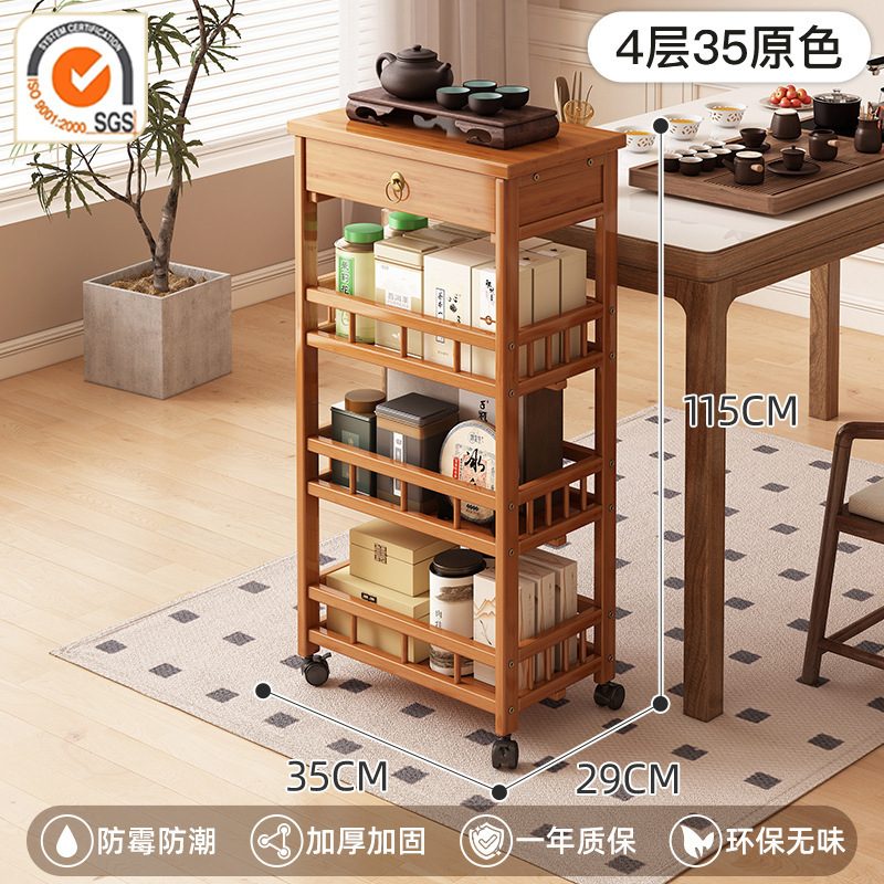 新しい中国風のモバイルコーヒーテーブル肥厚カート収納ラックオフィススタディティーテーブル車輪付きティーキャビネット|undefined