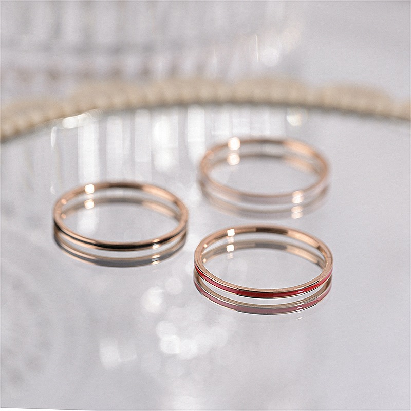 Fashion Stripe Titanium Steel Enamel Rings