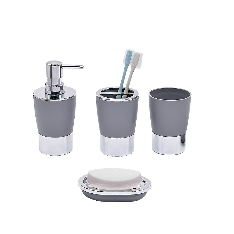 Baño de lujo ligero conjunto de artículos de higiene de baño de cuatro piezas conjunto de cepillo de dientes de baño contenedor de basura conjunto de baño ornamentos