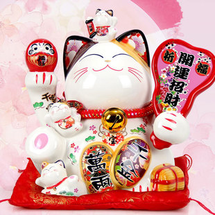 Fuyuan Cat Large Ceramic Bring in Wealth and Treasure Cat Piggy Bank Opening Housewarming Gift Bring in Wealth and Treasure Ornament Bring in Wealth and Treasure Cat