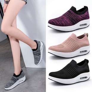New Style Slip-On Shoes for Women with Elastic Socks, Height-Increasing Shoes for Petite Individuals, Slip-On Lazy Shoes for Moms, Suitable for Square Dancing