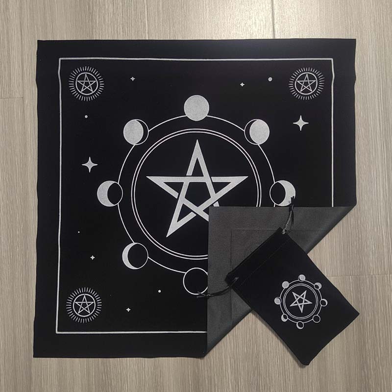 Tarjeta de Tarot de estilo europeo estrella de cinco puntas franela negra traje de Mantel vintage ceremonia mantel tarjeta bolsa estera de mesa al por menor