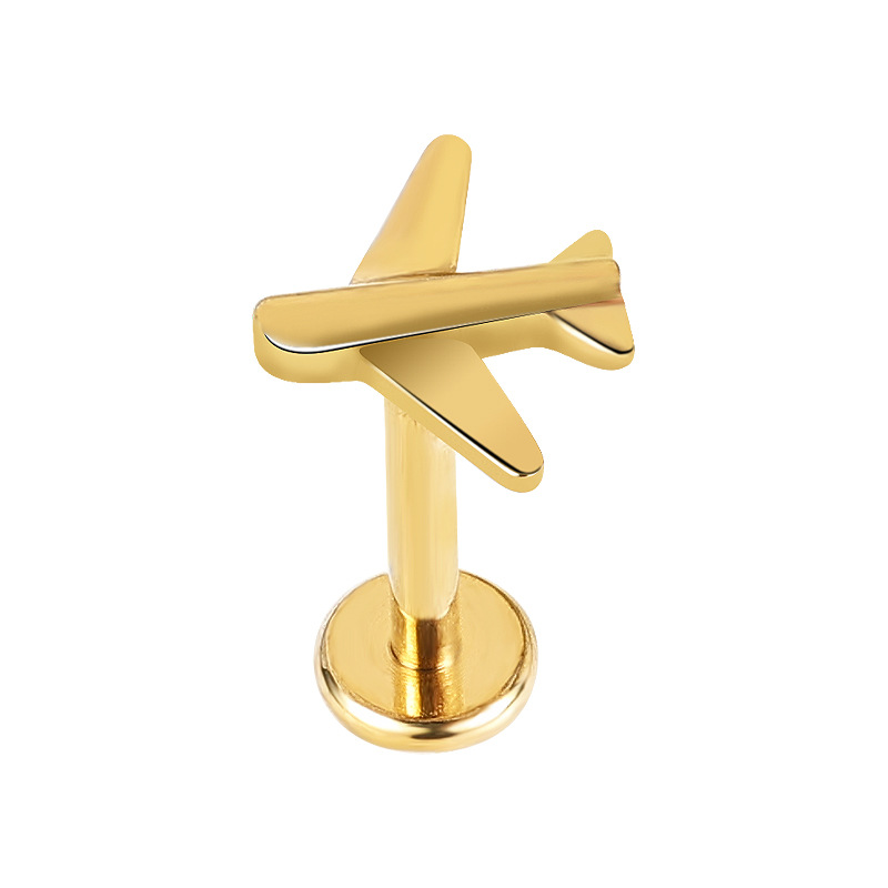Silver pointed spike labret stud material detail