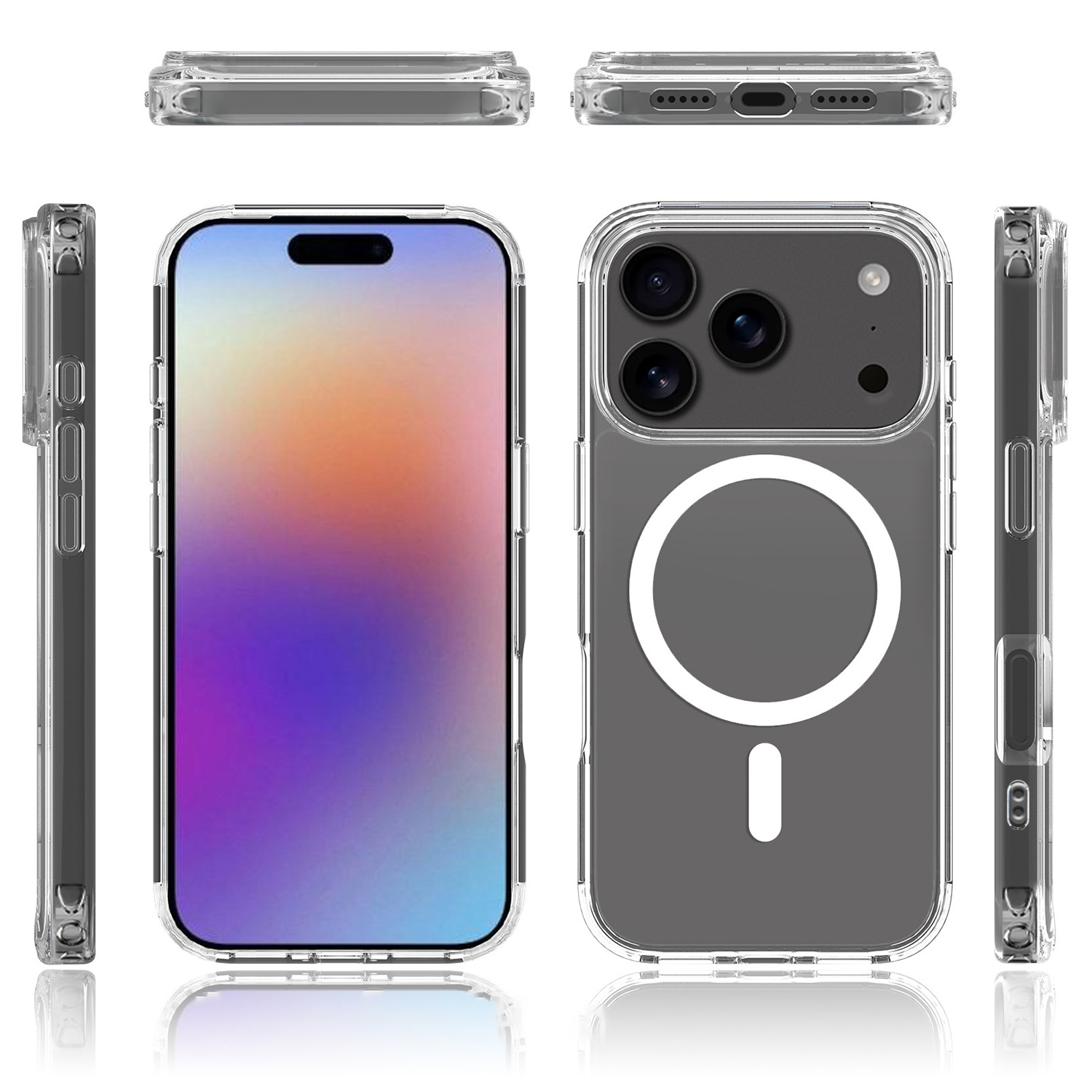 Funda para teléfono móvil de succión magnética iphone17Pro para cámara de botón transparente Funda protectora anti-caída de carcasa de succión magnética Apple 17