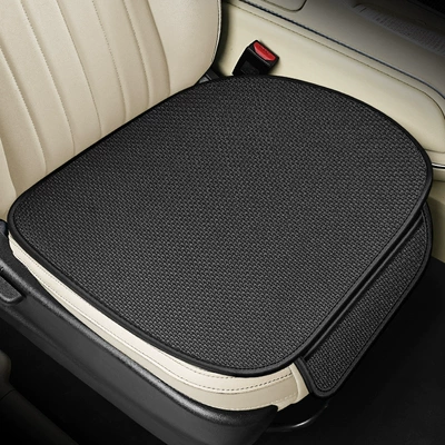 car cushion four seasons universal: Seat cushion, seat cover - ice-silk-mysterious-black-with-hook-square-pad