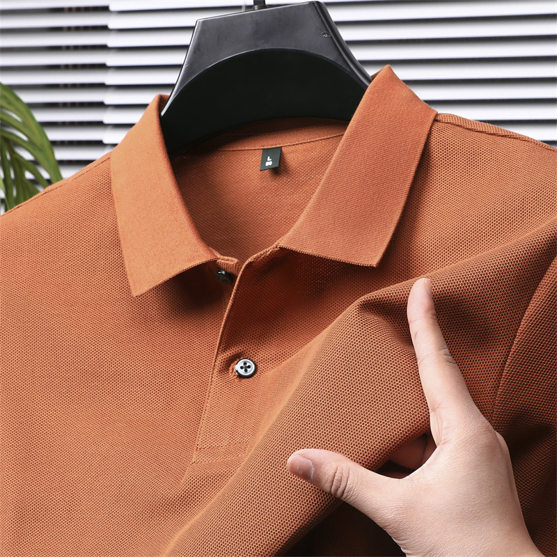 Heavy 240g Cotton Polo Shirt Short-sleeved T-shirt Lapel Summer Solid Color Business Casual High-end All-match Short