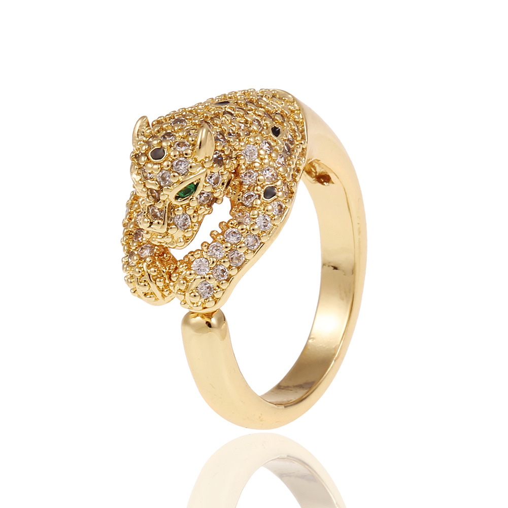 fashion copper gold-plated exaggerated leopard open tail ring