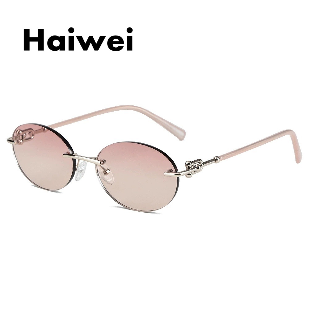 Rahmenlose Sonnenbrille Für Damen Mit Uv-schutz Modisch Elegant_voghion.com
