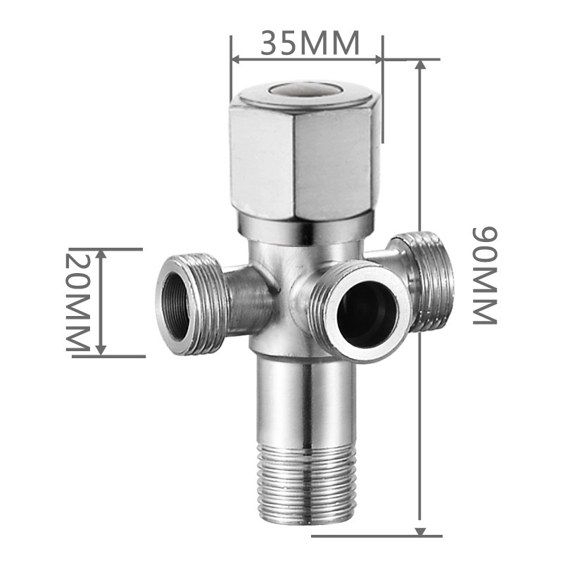 304ステンレス鋼製三角バルブ、1入口2出口アングルバルブ、1入口2出口給湯器、大流量4点スイッチ|undefined