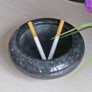 Natural Wave Grey Jade Ashtray with Lid Evening Red Round Lid Cigarette Cup Decoration Company Meeting High-end Gift