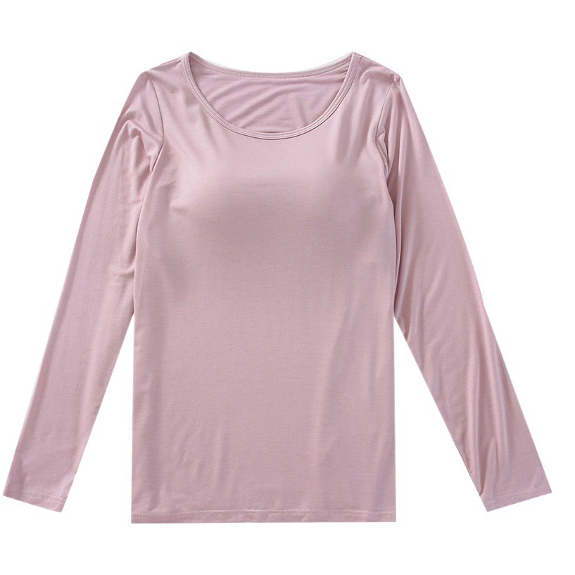 Модальное нижнее белье с длинными рукавами, базовый топ с нагрудной подкладкой, Женская чашка, цельная без оправы BRA-T Узкая осенняя одежда для женщин