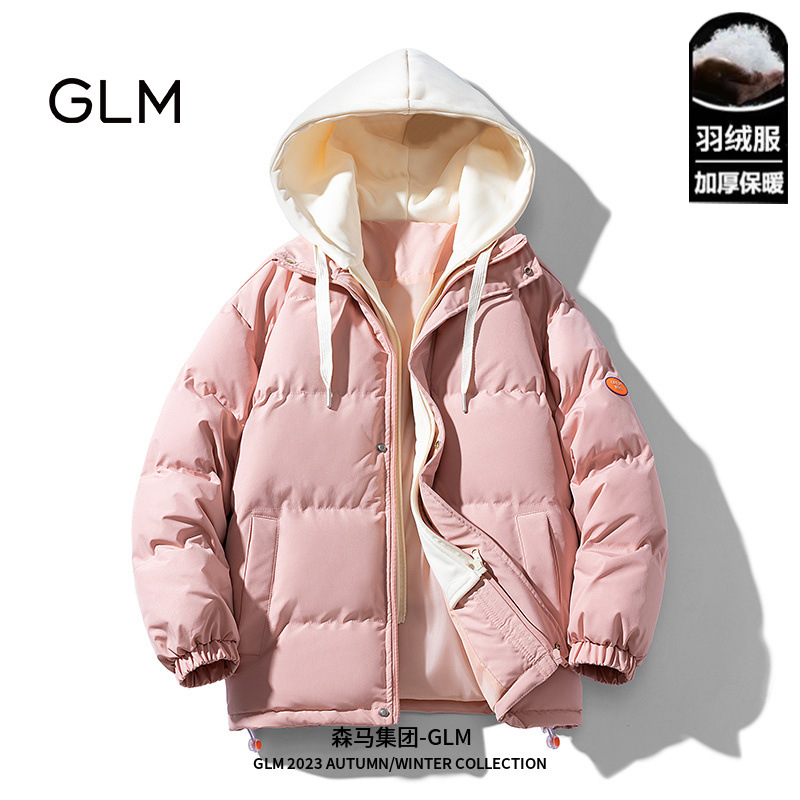 센마 그룹 브랜드 GLM 남녀 새 코튼 코트 가짜 투피스 남성용 모자 두꺼운 따뜻한 코튼 코트