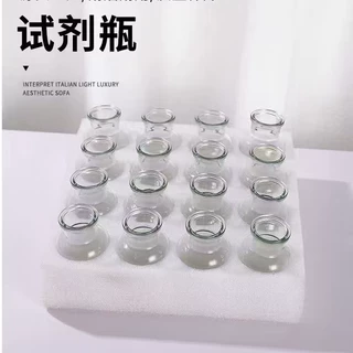 跨境批发透明木塞广口试剂玻璃小花瓶实验室化学剂器皿分装密封瓶