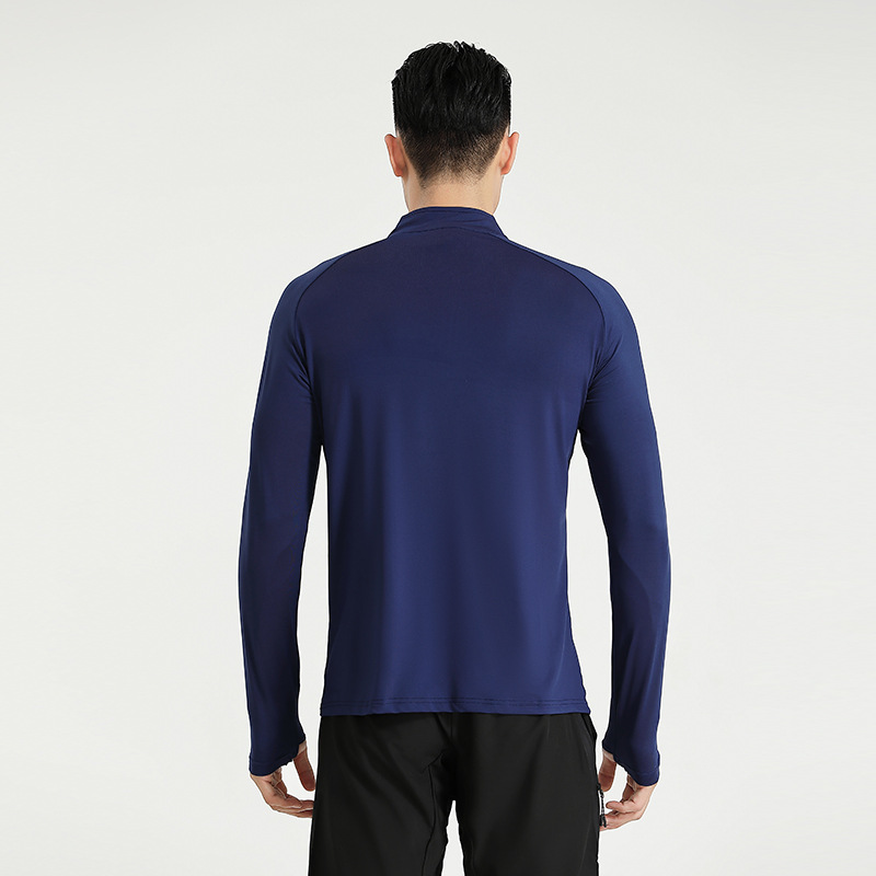 2022 otoño e invierno de secado rápido deportes de manga larga de los hombres media cremallera cuello alto suéter camiseta transpirable entrenamiento de fitness top