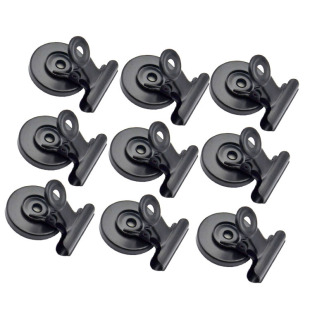 Hengqing Factory Supply Matte Black Round Magnet Clip Making Postcard Photo Wall Metal Magnet Clip