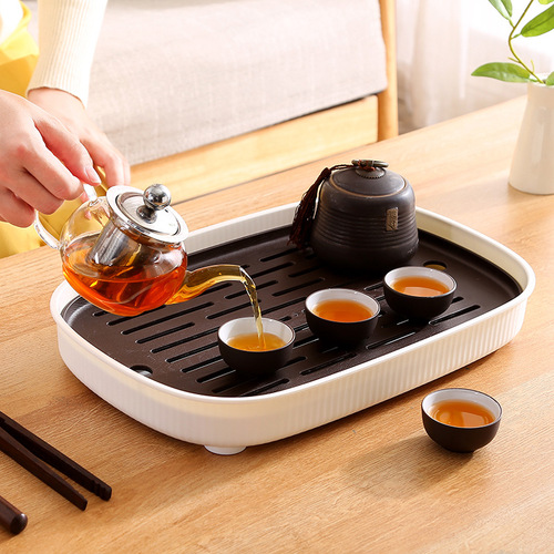 Imitation wood grain drain tray fruit tray tea tray household modern simple tea set drain small water storage tea cup