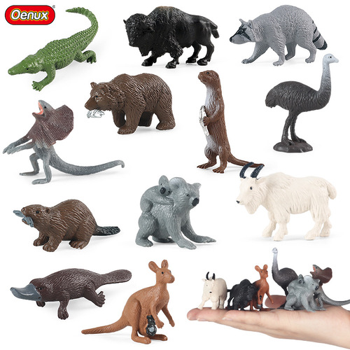 Cross-border simulated wild reptile model mini lizard crocodile kangaroo koala brown bear goat raccoon toy