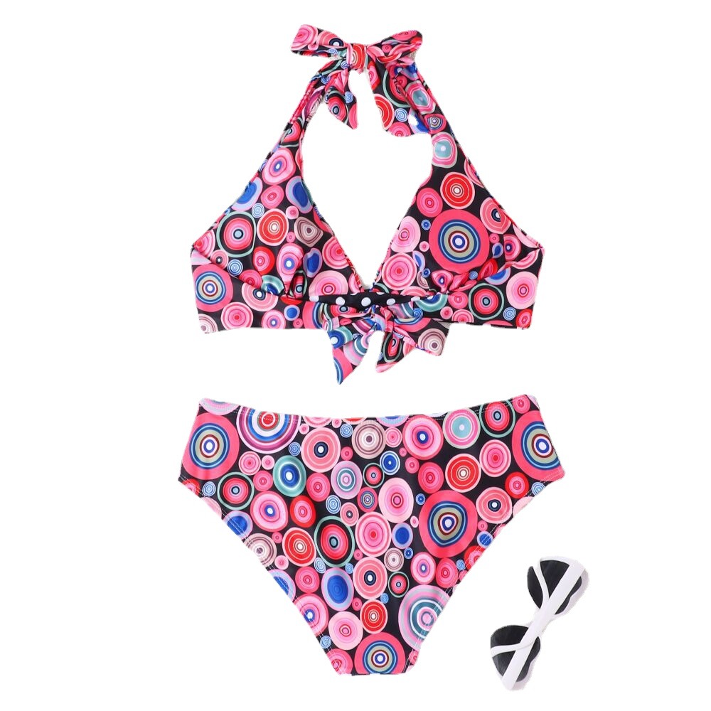 Damen Sexy Printed High Waist Split Bikini Badeanzug Hersteller Großhandel_voghion.com