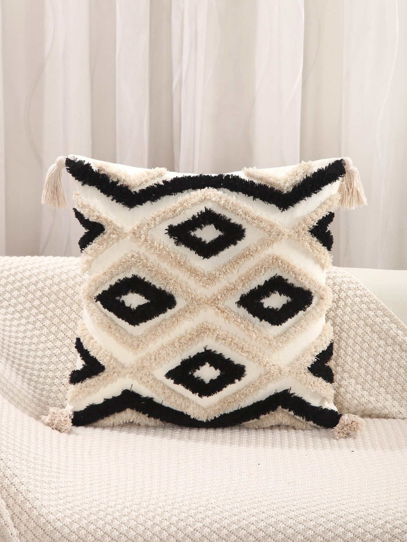 Pastoral Geometric Cotton And Linen Pillow Cases display picture 6