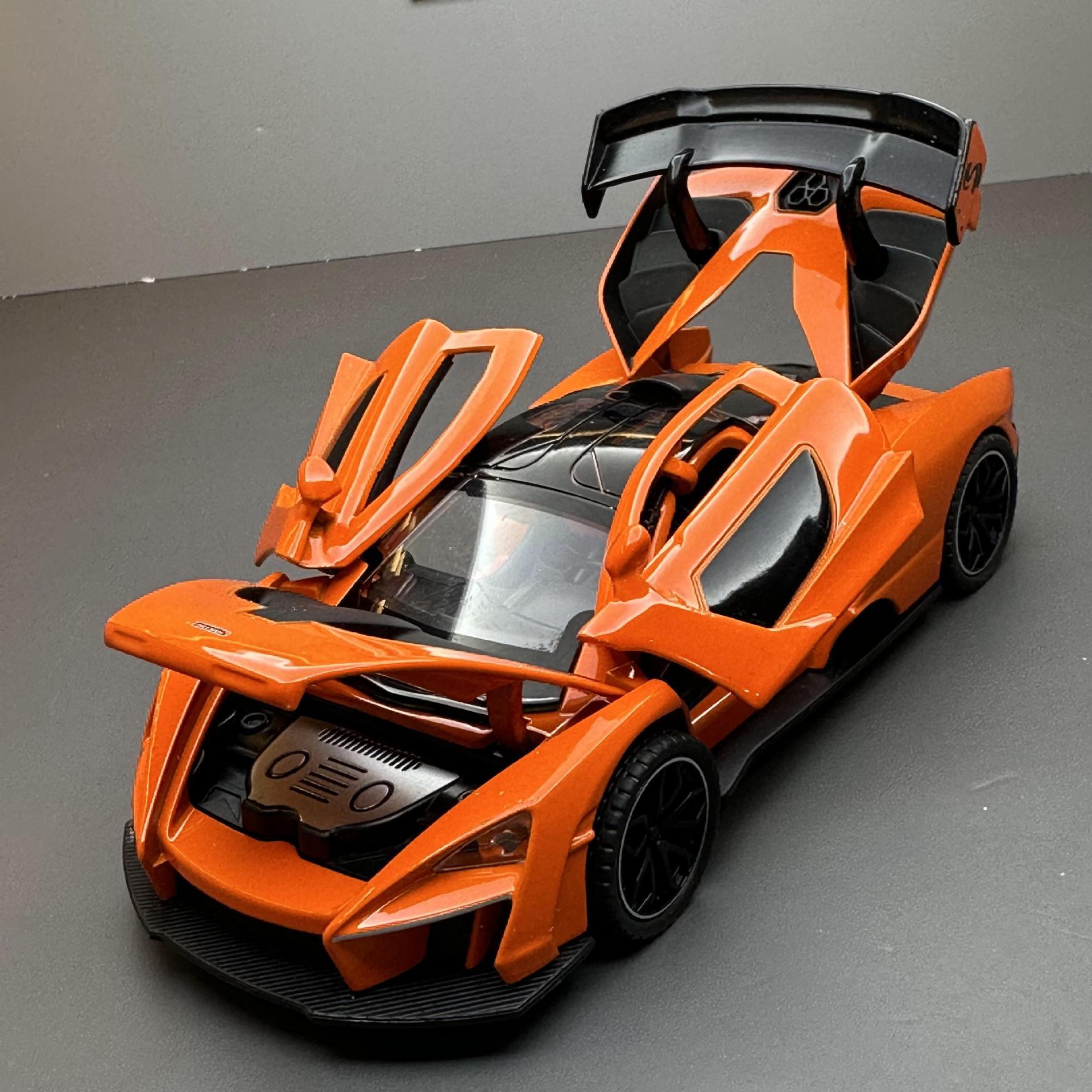 (A granel) nuevo modelo de coche de aleación austriaco 1:32 McLaren Senna con sonido y luz pull back juguete modelo de coche deportivo adornos