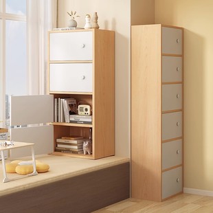 H& Bookshelf Storage Rack Floor-Standing Multi-Layer Bedroom Wall Storage Cabinet Bay Window Cabinet Home Corner Sandwich Grids Bookshelf