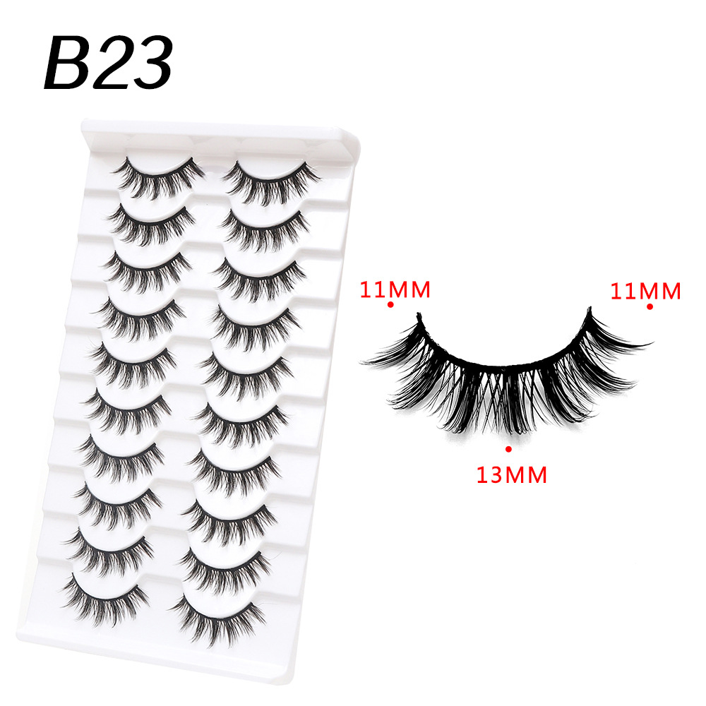 En stock una caja de 10 pares 009 pequeño diablo pestañas falsas natural multi-nivel 3D tridimensional pestañas fábrica al por mayor