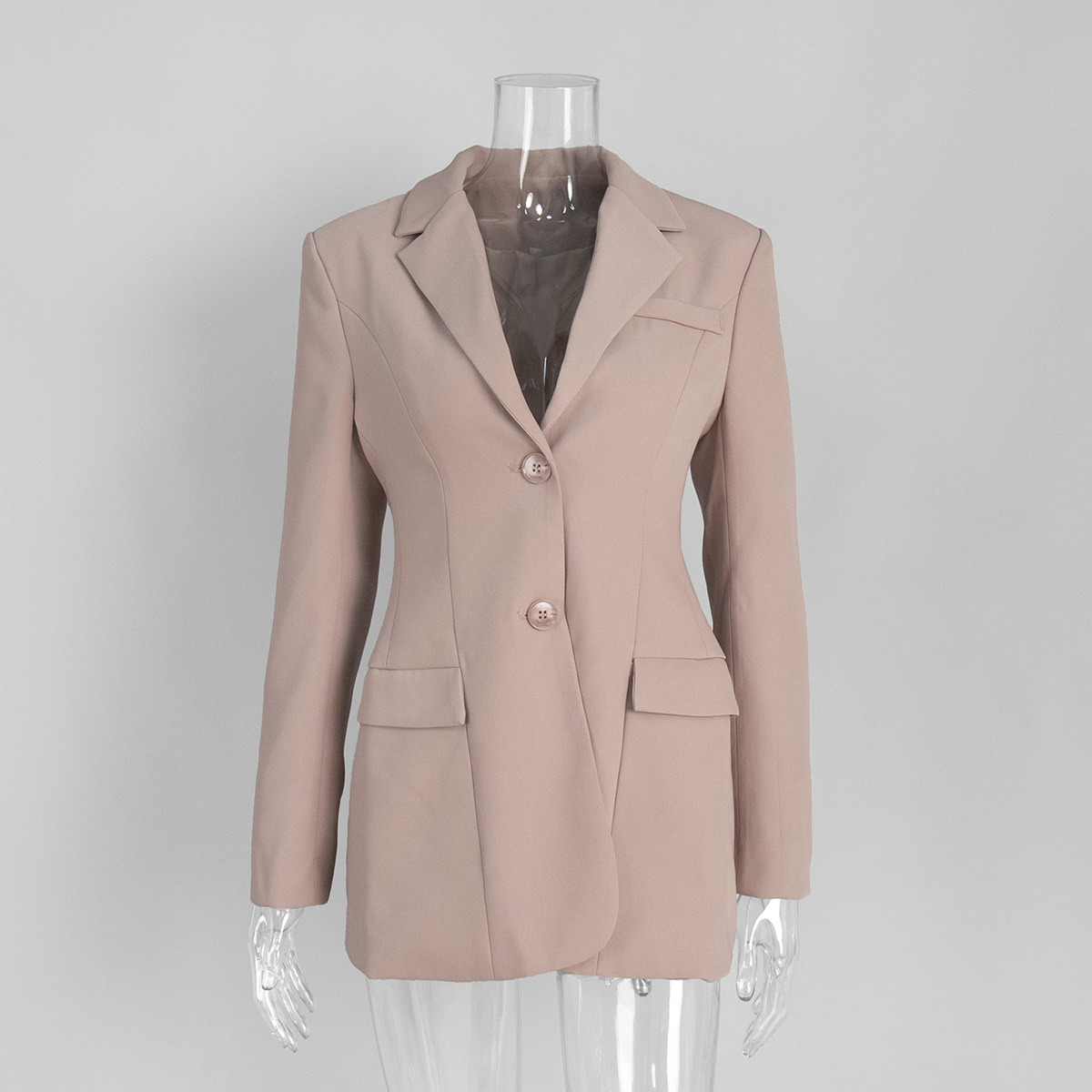 Getailleerde dames blazer met v-hals en elegante taille_voghion.com