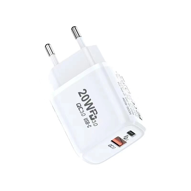 Pd20W Certified Mobile Phone Charger European, American and British Standard A+C Dual-Port Fast Charging Head Pd20W Mobile Phone Power Adapter