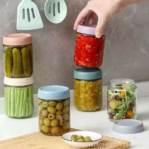 食品密封罐 玻璃茶叶罐 零食罐坚果收纳罐厨房收纳套装隔夜燕麦杯